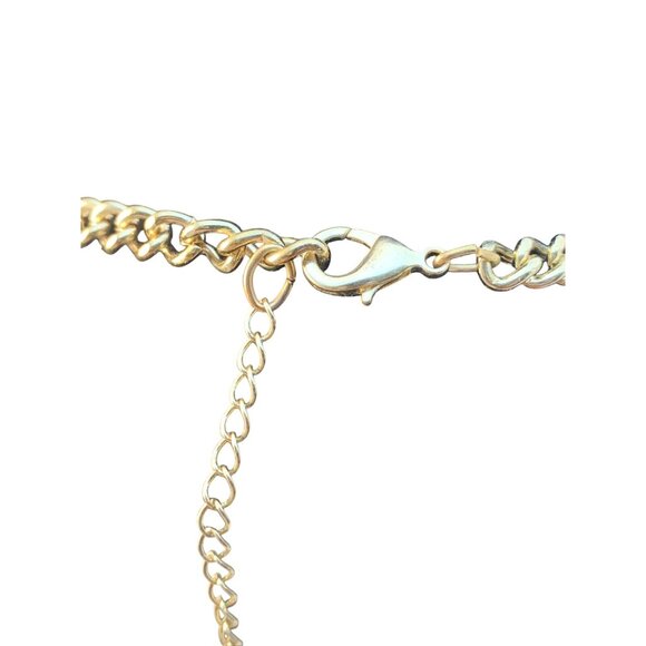 Vintage Green Layered Lucite Statement Bib Necklace Gold Chain (1846) - Picture 5 of 5